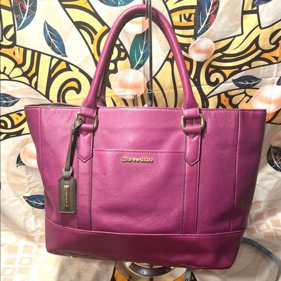 Tignanello Handbags - Tignanello Plum Pebbled Leather Tote Bag – Gold Hardware – Excellent Condition